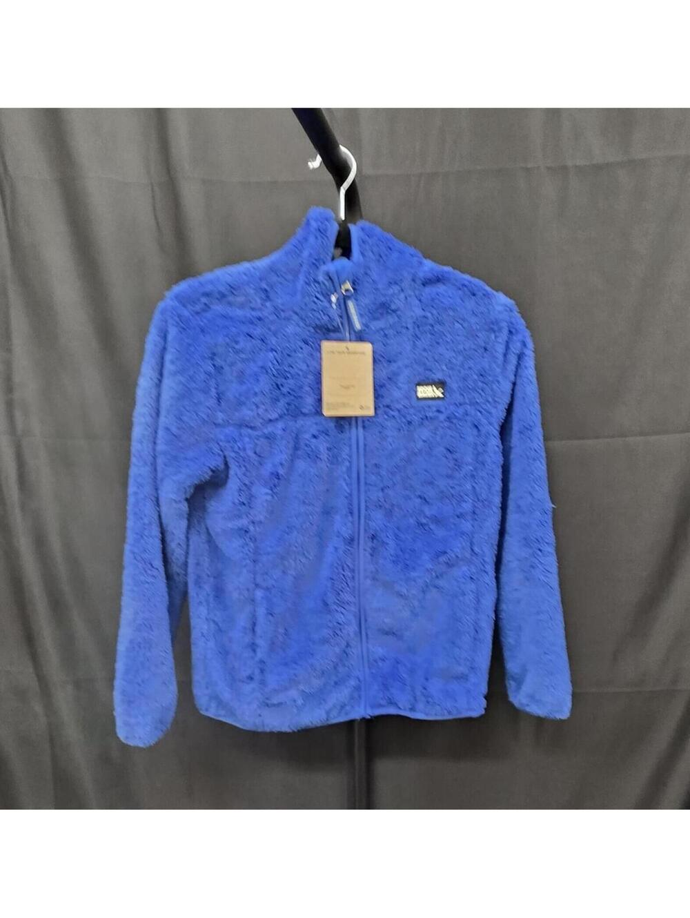 EDDIE BAUER UNISEX KIDS HIGH PILE SHERPA ZIP HOODED JACKET INK BLUE SIZE M